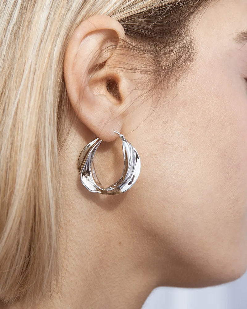 Savage Large Silver Hoops