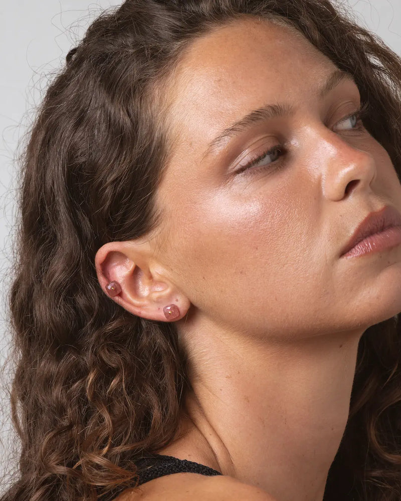 Nude Rose Quartz Earrings