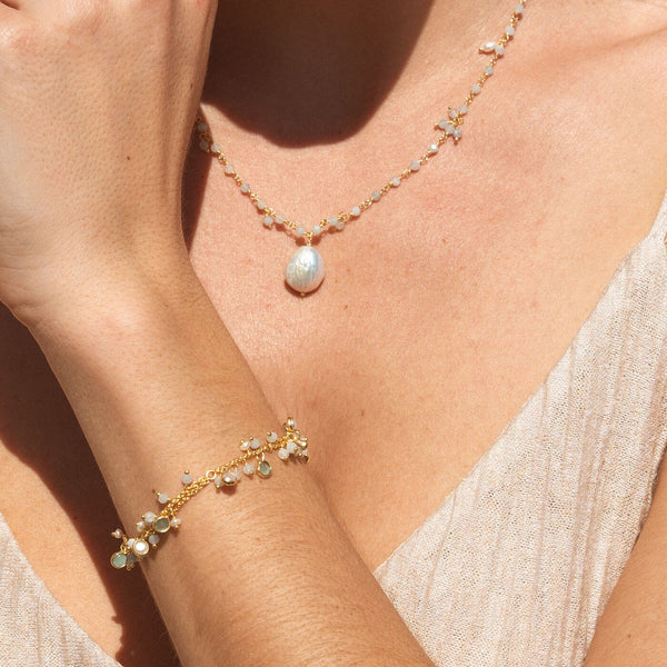 Set Aqua Amulet Pearl Gold